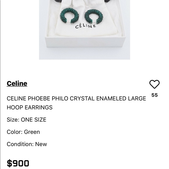 New Christmas Celine Crystal Green Enameled Hoops - Picture 4 of 4